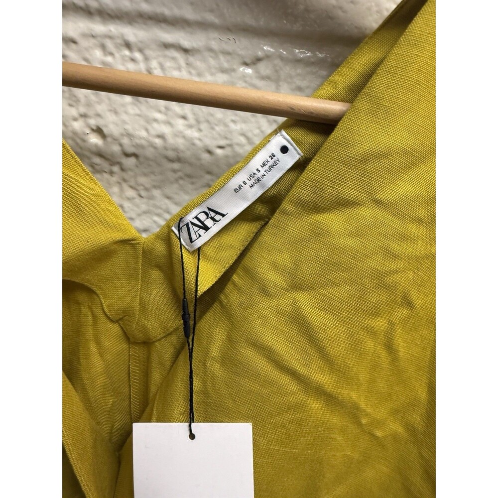 NWT Zara Yellow Linen Blend Kaftan Tunic Dress Size Small - Picture 2 of 11